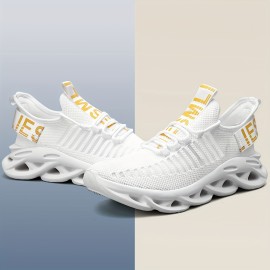 Men's Trendy Blade Type Sneakers With Good Shock Absorption, Comfy Non Slip Lace Up Durable Shoes For Men's Outdoor Activities, Men's Footwear